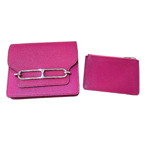 Hermes Ruri Slim Chevre Handbag Rose Pink Purple Silver - Picture 2 of 12